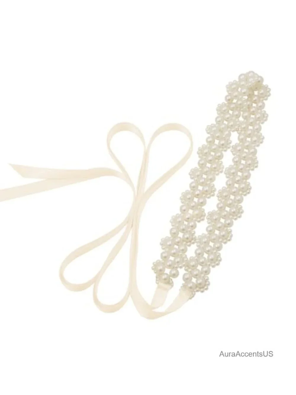 Handmade Beaded Pearl Sash Belt for Wedding Dress Bridal Bow Tie